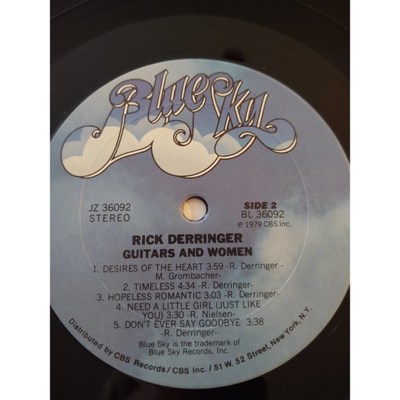 Rick Derringer Guitars and Women LP Blue Sky JZ 36092 1979 - Picture 6 of 6